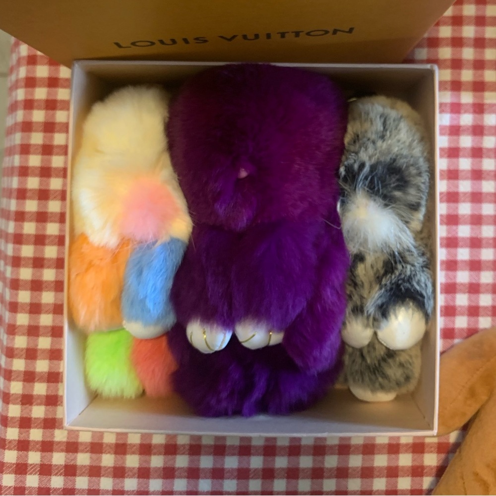 Rabbit fur bag charms